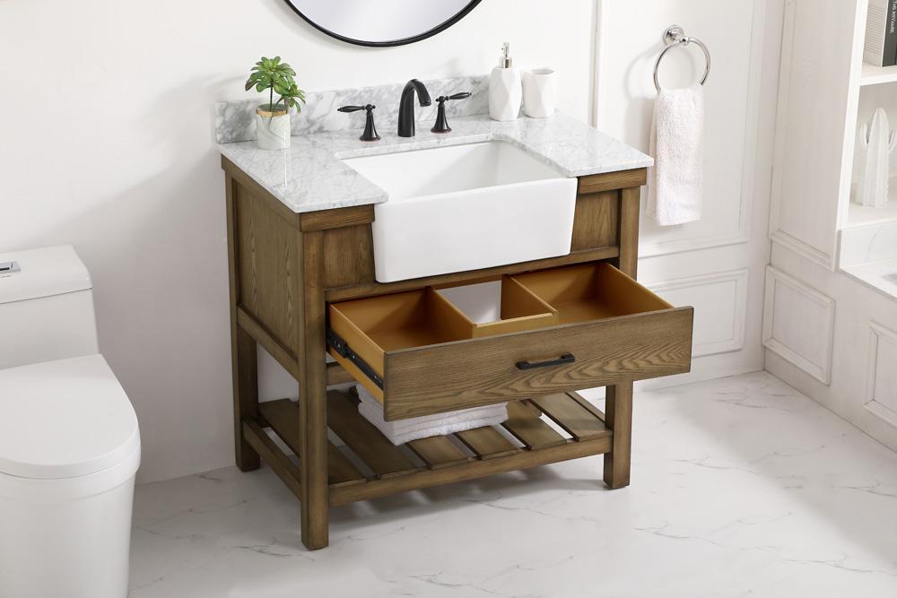 Elegant Furniture & Lighting - Clement 36 inch Single bathroom vanity in driftwood with backsplash - VF60136DW-BS veiw 4