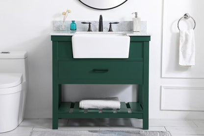Elegant Furniture & Lighting - Clement 36 inch Single bathroom vanity in green with backsplash - VF60136GN-BS veiw 2