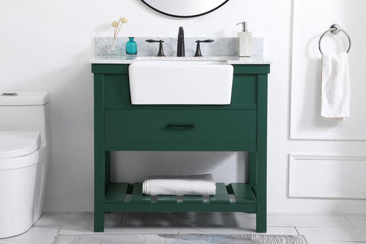 Elegant Furniture & Lighting - Clement 36 inch Single bathroom vanity in green with backsplash - VF60136GN-BS veiw 2