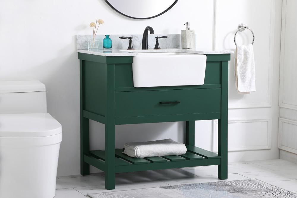 Elegant Furniture & Lighting - Clement 36 inch Single bathroom vanity in green with backsplash - VF60136GN-BS veiw 3