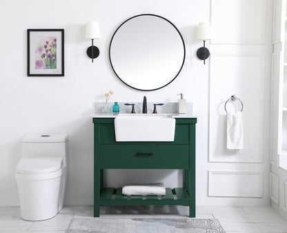 Elegant Furniture & Lighting - Clement 36 inch Single bathroom vanity in green with backsplash - VF60136GN-BS veiw 5