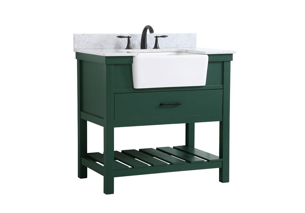 Elegant Furniture & Lighting - Clement 36 inch Single bathroom vanity in green with backsplash - VF60136GN-BS veiw 8