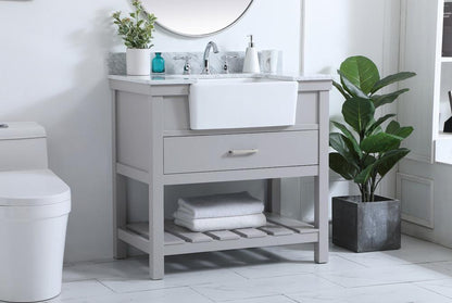 Elegant Furniture & Lighting - Clement 36 inch Single bathroom vanity in grey with backsplash - VF60136GR-BS veiw 3