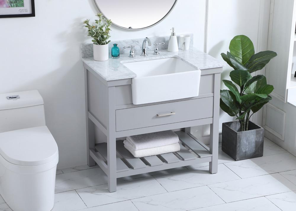 Elegant Furniture & Lighting - Clement 36 inch Single bathroom vanity in grey with backsplash - VF60136GR-BS veiw 4