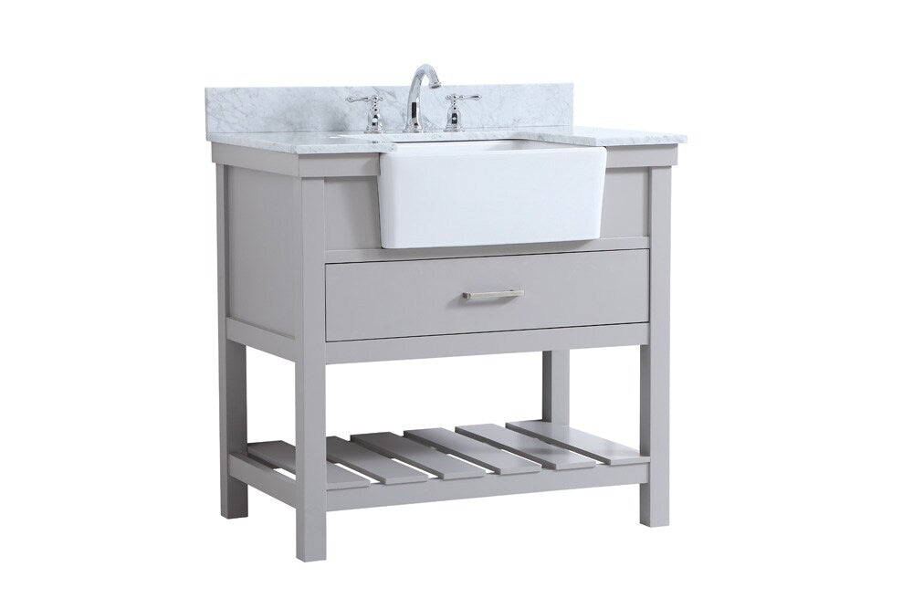 Elegant Furniture & Lighting - Clement 36 inch Single bathroom vanity in grey with backsplash - VF60136GR-BS veiw 8