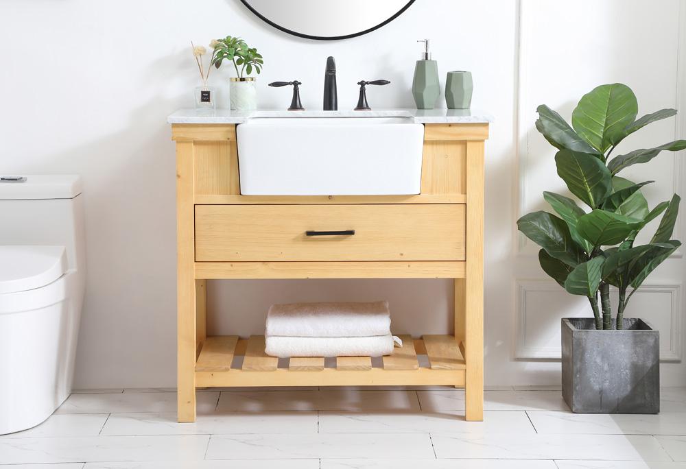 Elegant Furniture & Lighting - Clement 36 inch Single bathroom vanity in natural wood - VF60136NW veiw 2
