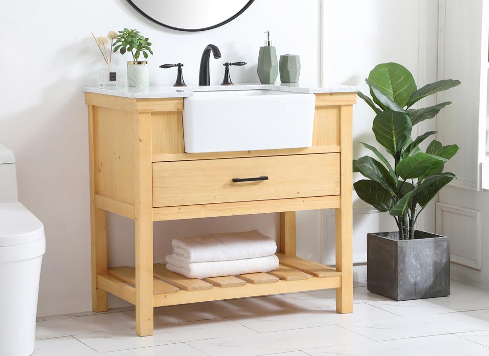 Elegant Furniture & Lighting - Clement 36 inch Single bathroom vanity in natural wood - VF60136NW veiw 3