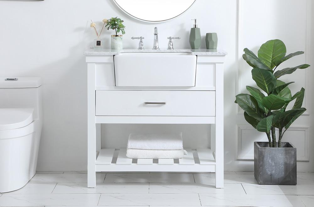 Elegant Furniture & Lighting - Clement 36 inch Single bathroom vanity in white - VF60136WH veiw 2