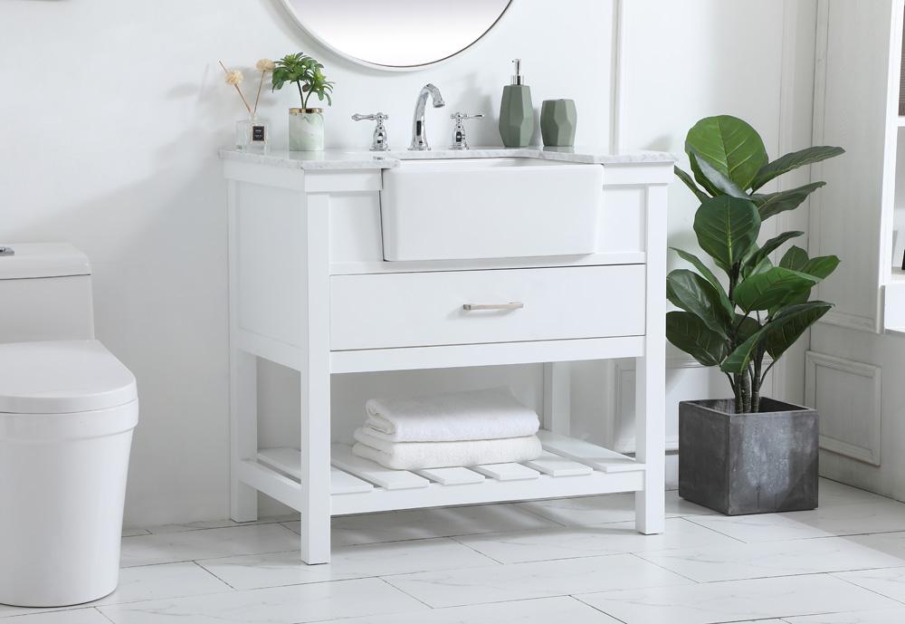 Elegant Furniture & Lighting - Clement 36 inch Single bathroom vanity in white - VF60136WH veiw 3
