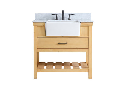 Elegant Furniture & Lighting - Clement 36 inch Single bathroom vanity in natural wood with backsplash - VF60136NW-BS veiw 1
