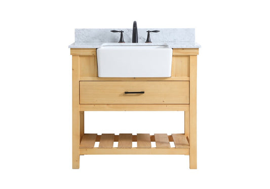 Elegant Furniture & Lighting - Clement 36 inch Single bathroom vanity in natural wood with backsplash - VF60136NW-BS veiw 1