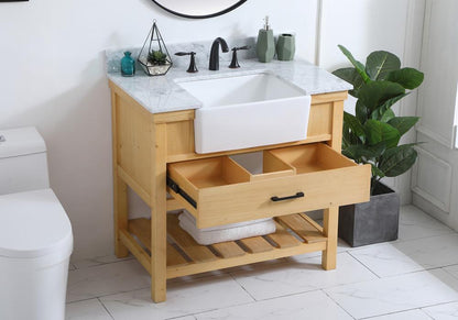 Elegant Furniture & Lighting - Clement 36 inch Single bathroom vanity in natural wood with backsplash - VF60136NW-BS veiw 4