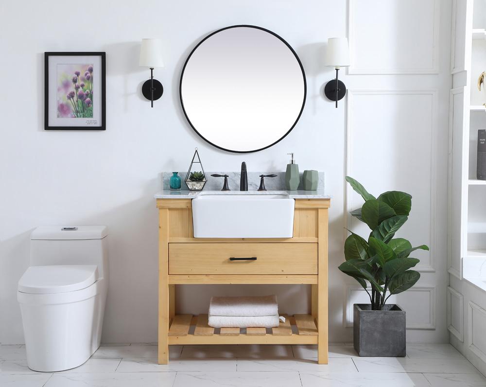 Elegant Furniture & Lighting - Clement 36 inch Single bathroom vanity in natural wood with backsplash - VF60136NW-BS veiw 5