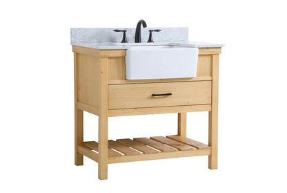 Elegant Furniture & Lighting - Clement 36 inch Single bathroom vanity in natural wood with backsplash - VF60136NW-BS veiw 8