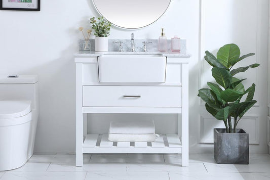 Elegant Furniture & Lighting - Clement 36 inch Single bathroom vanity in white with backsplash - VF60136WH-BS veiw 2