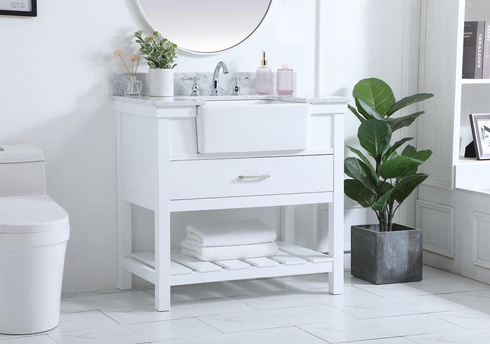 Elegant Furniture & Lighting - Clement 36 inch Single bathroom vanity in white with backsplash - VF60136WH-BS veiw 3