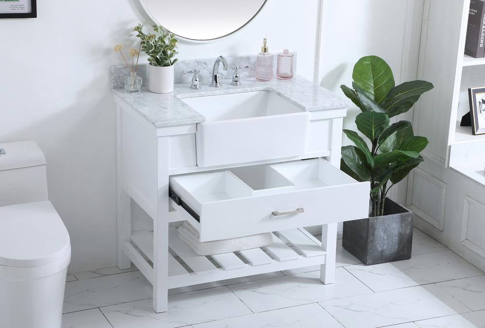 Elegant Furniture & Lighting - Clement 36 inch Single bathroom vanity in white with backsplash - VF60136WH-BS veiw 4