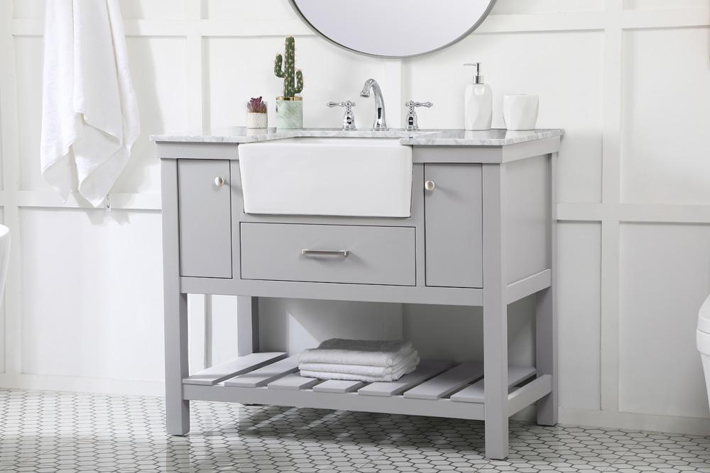 Elegant Furniture & Lighting - Clement 42 inch Single bathroom vanity in grey - VF60142GR veiw 3