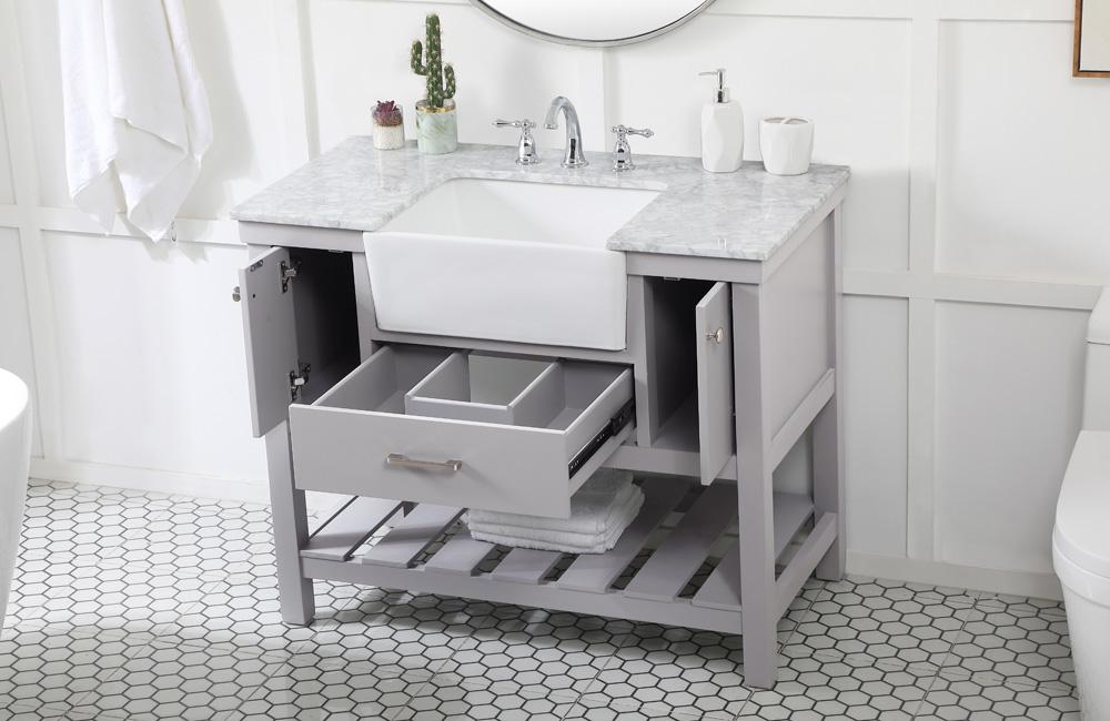 Elegant Furniture & Lighting - Clement 42 inch Single bathroom vanity in grey - VF60142GR veiw 4