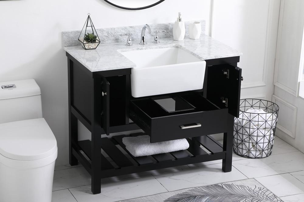 Elegant Furniture & Lighting - Clement 42 inch Single bathroom vanity in black with backsplash - VF60142BK-BS veiw 4