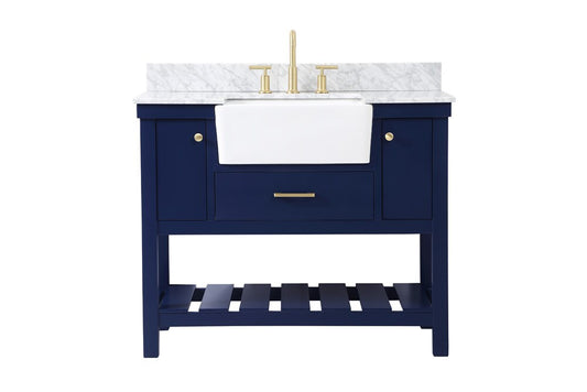 Elegant Furniture & Lighting - Clement 42 inch Single bathroom vanity in blue with backsplash - VF60142BL-BS veiw 1