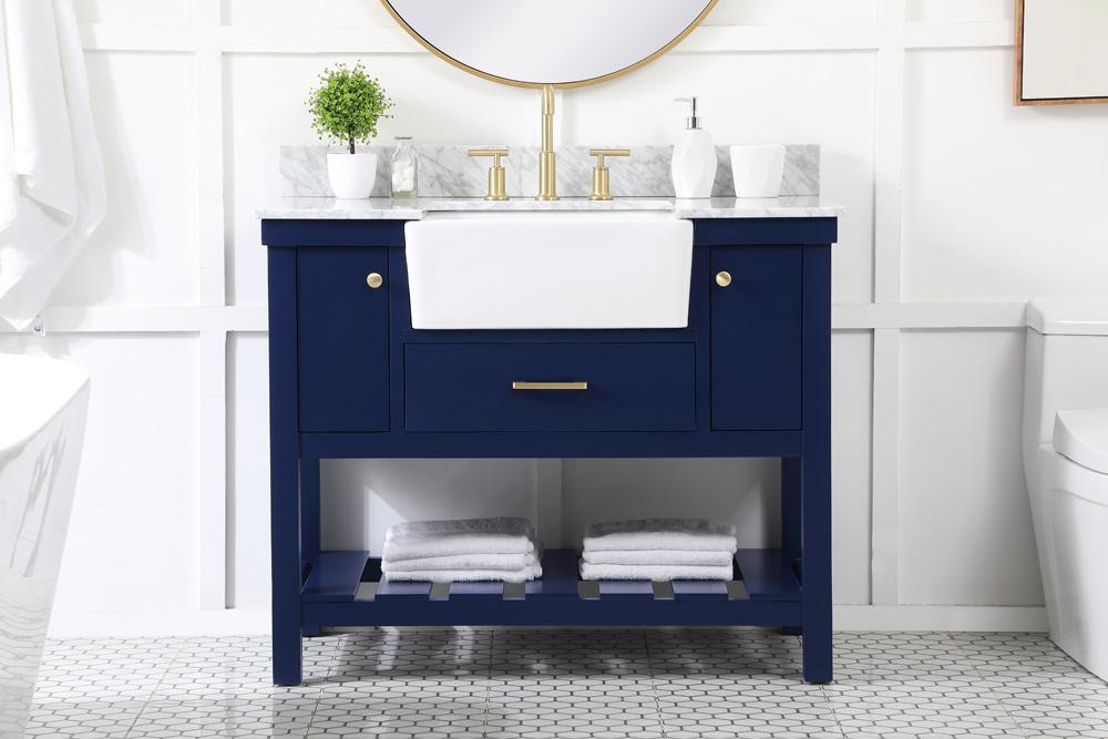 Elegant Furniture & Lighting - Clement 42 inch Single bathroom vanity in blue with backsplash - VF60142BL-BS veiw 2