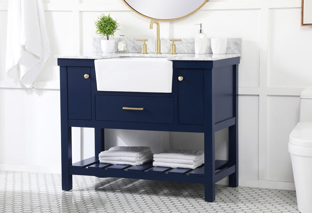 Elegant Furniture & Lighting - Clement 42 inch Single bathroom vanity in blue with backsplash - VF60142BL-BS veiw 3