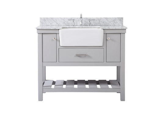 Elegant Furniture & Lighting - Clement 42 inch Single bathroom vanity in grey with backsplash - VF60142GR-BS veiw 1