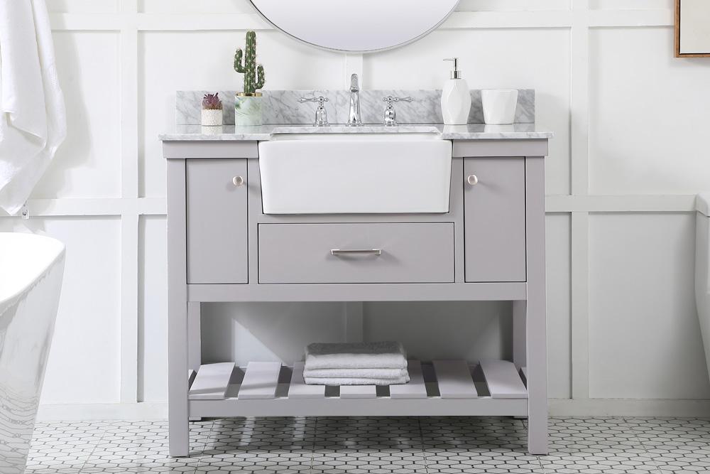 Elegant Furniture & Lighting - Clement 42 inch Single bathroom vanity in grey with backsplash - VF60142GR-BS veiw 2