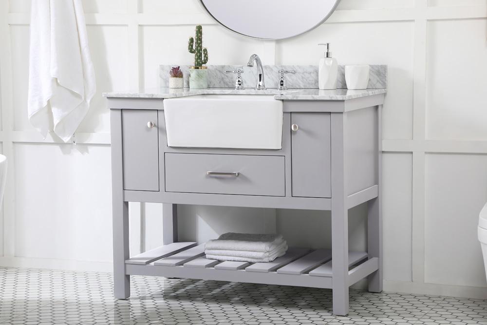 Elegant Furniture & Lighting - Clement 42 inch Single bathroom vanity in grey with backsplash - VF60142GR-BS veiw 3