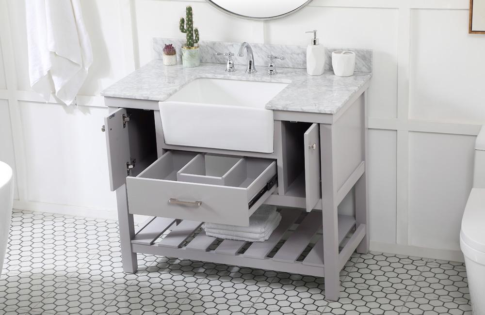 Elegant Furniture & Lighting - Clement 42 inch Single bathroom vanity in grey with backsplash - VF60142GR-BS veiw 4
