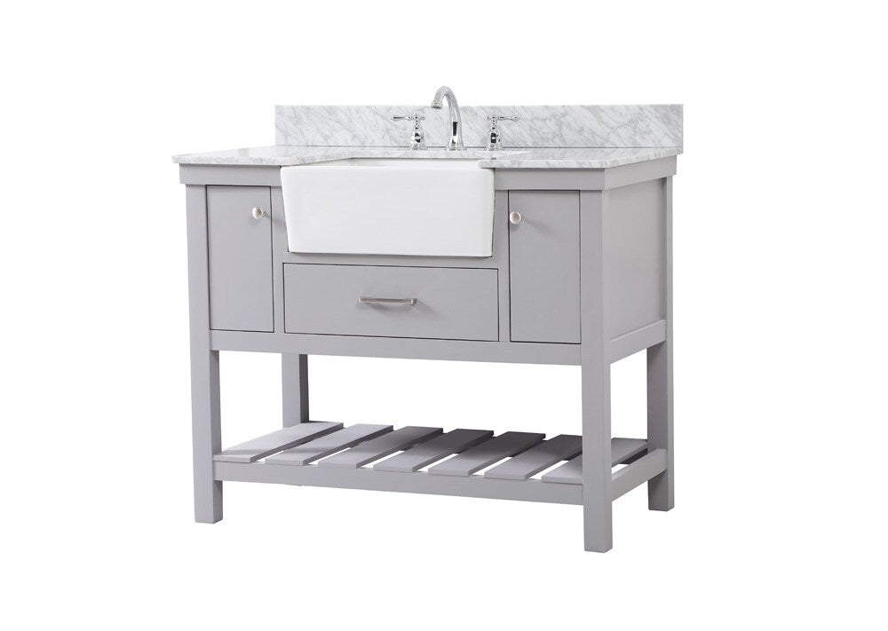 Elegant Furniture & Lighting - Clement 42 inch Single bathroom vanity in grey with backsplash - VF60142GR-BS veiw 8