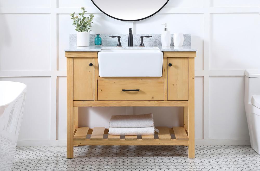 Elegant Furniture & Lighting - Clement 42 inch Single bathroom vanity in natural wood with backsplash - VF60142NW-BS veiw 2