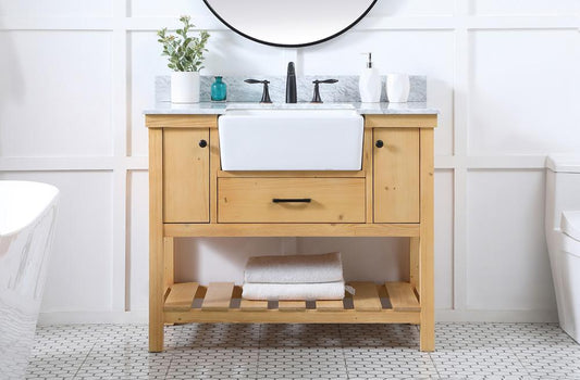 Elegant Furniture & Lighting - Clement 42 inch Single bathroom vanity in natural wood with backsplash - VF60142NW-BS veiw 2