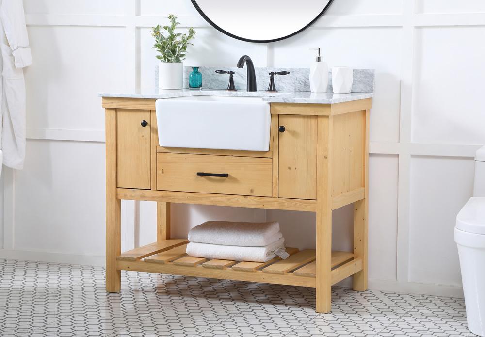 Elegant Furniture & Lighting - Clement 42 inch Single bathroom vanity in natural wood with backsplash - VF60142NW-BS veiw 3
