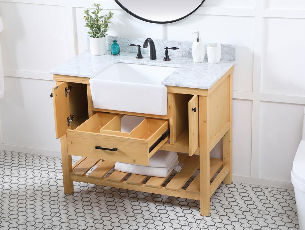 Elegant Furniture & Lighting - Clement 42 inch Single bathroom vanity in natural wood with backsplash - VF60142NW-BS veiw 4
