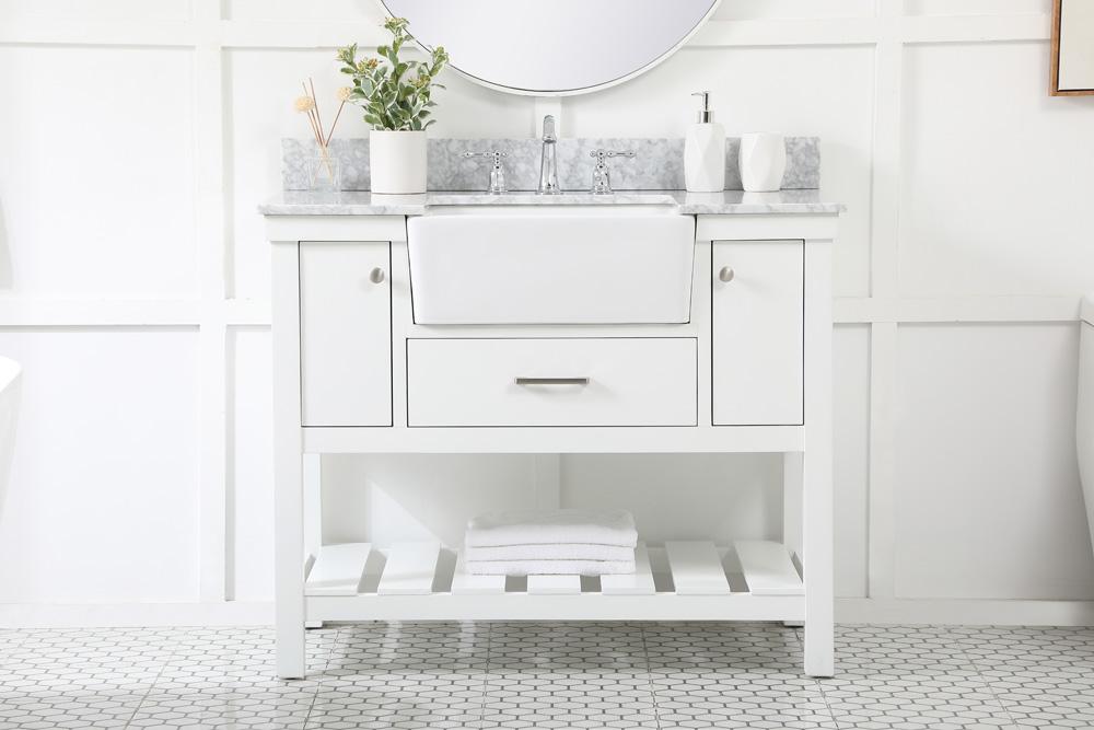 Elegant Furniture & Lighting - Clement 42 inch Single bathroom vanity in white with backsplash - VF60142WH-BS veiw 2