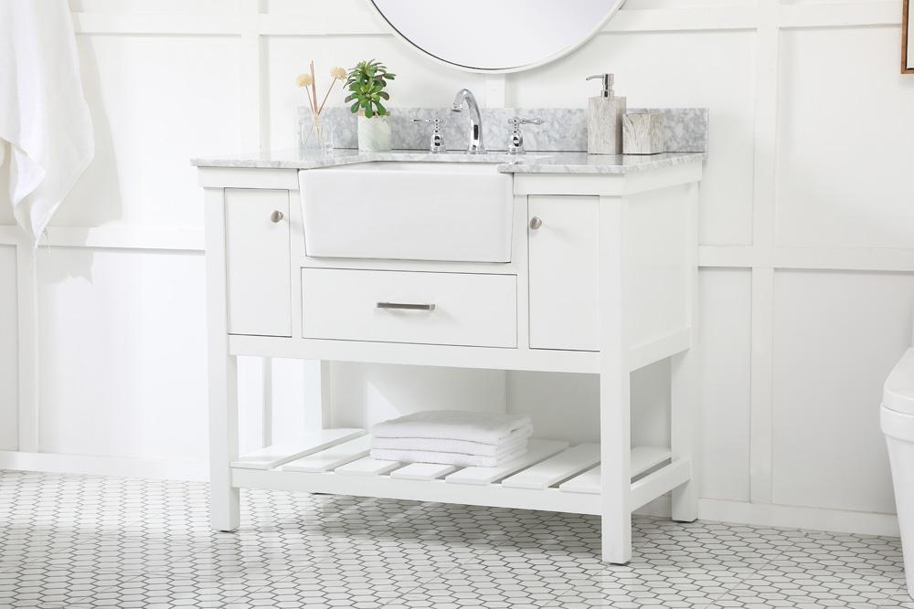 Elegant Furniture & Lighting - Clement 42 inch Single bathroom vanity in white with backsplash - VF60142WH-BS veiw 3