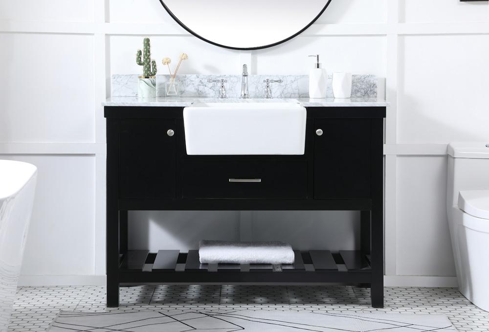 Elegant Furniture & Lighting - Clement 48 inch Single bathroom vanity in black with backsplash - VF60148BK-BS veiw 2