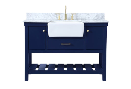 Elegant Furniture & Lighting - Clement 48 inch Single bathroom vanity in blue with backsplash - VF60148BL-BS veiw 1