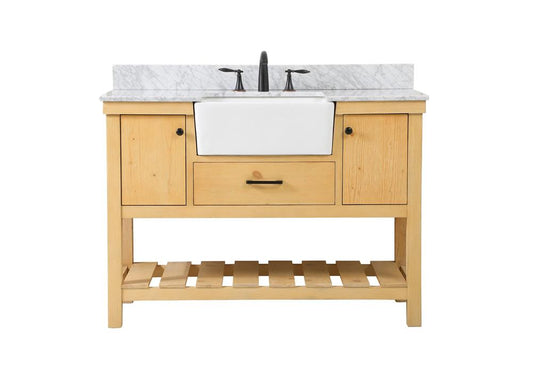 Elegant Furniture & Lighting - Clement 48 inch Single bathroom vanity in natural wood with backsplash - VF60148NW-BS veiw 1