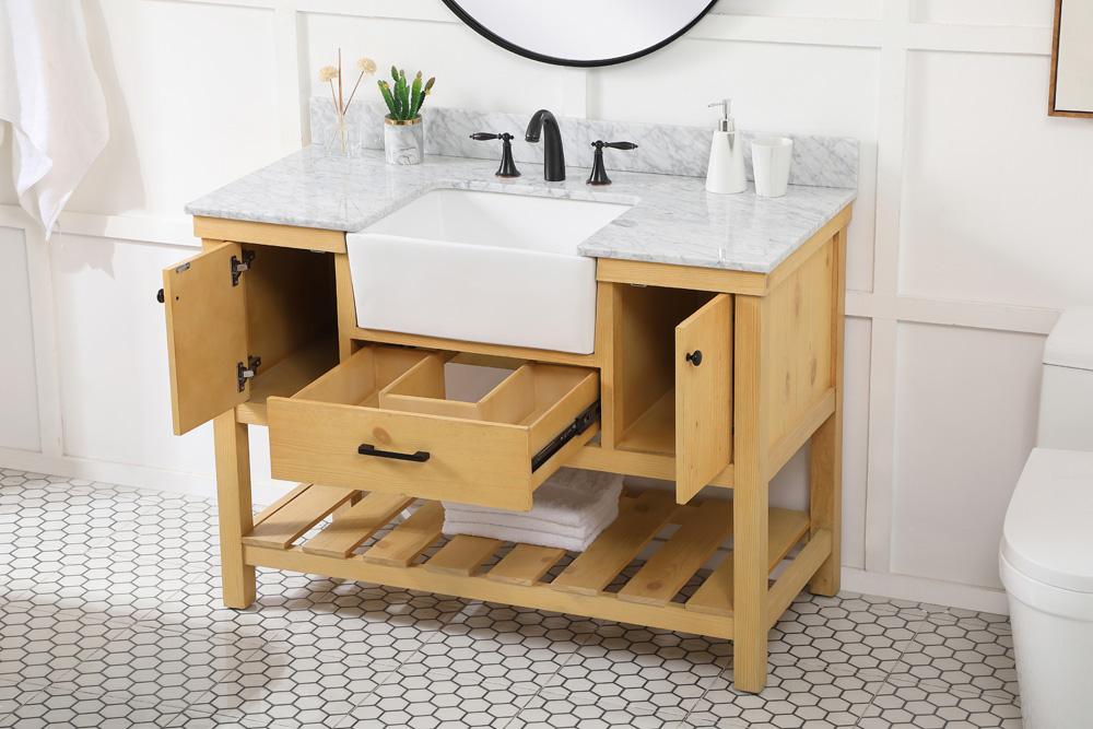 Elegant Furniture & Lighting - Clement 48 inch Single bathroom vanity in natural wood with backsplash - VF60148NW-BS veiw 4