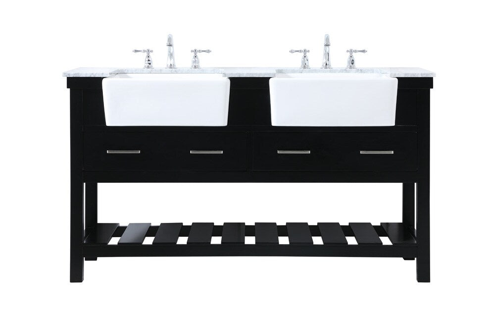 Elegant Furniture & Lighting - Clement 60 inch double bathroom vanity in black - VF60160DBK veiw 1