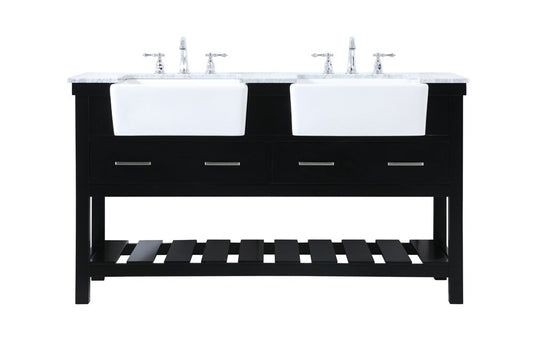 Elegant Furniture & Lighting - Clement 60 inch double bathroom vanity in black - VF60160DBK veiw 1