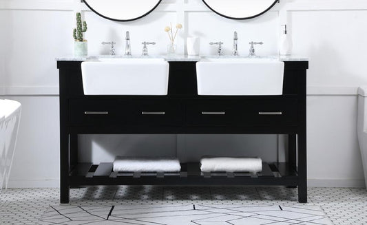 Elegant Furniture & Lighting - Clement 60 inch double bathroom vanity in black - VF60160DBK veiw 2