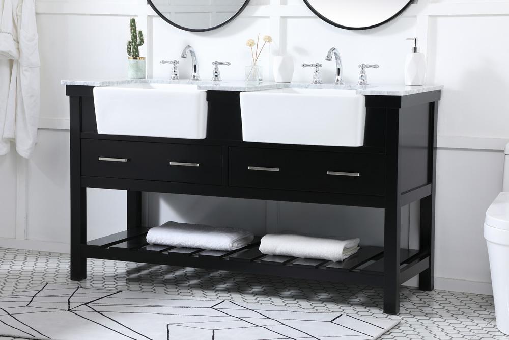 Elegant Furniture & Lighting - Clement 60 inch double bathroom vanity in black - VF60160DBK veiw 3