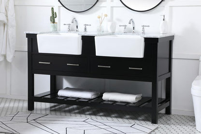 Elegant Furniture & Lighting - Clement 60 inch double bathroom vanity in black - VF60160DBK veiw 3