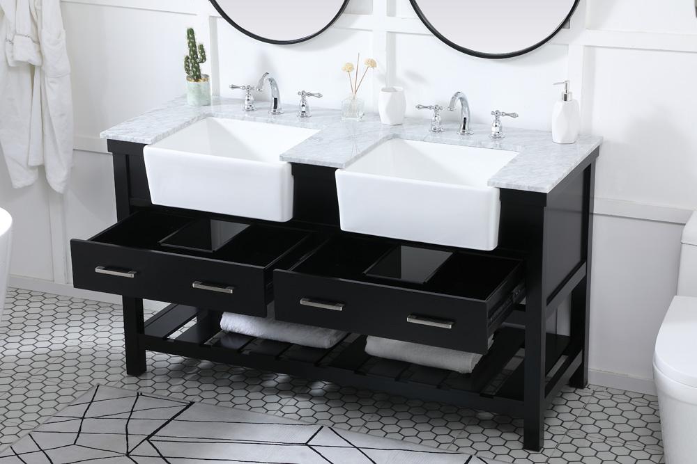 Elegant Furniture & Lighting - Clement 60 inch double bathroom vanity in black - VF60160DBK veiw 4