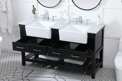Elegant Furniture & Lighting - Clement 60 inch double bathroom vanity in black - VF60160DBK veiw 4