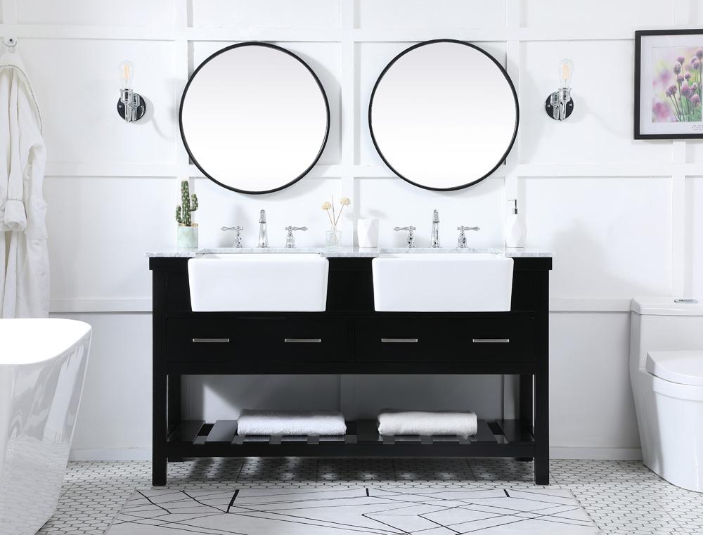 Elegant Furniture & Lighting - Clement 60 inch double bathroom vanity in black - VF60160DBK veiw 5
